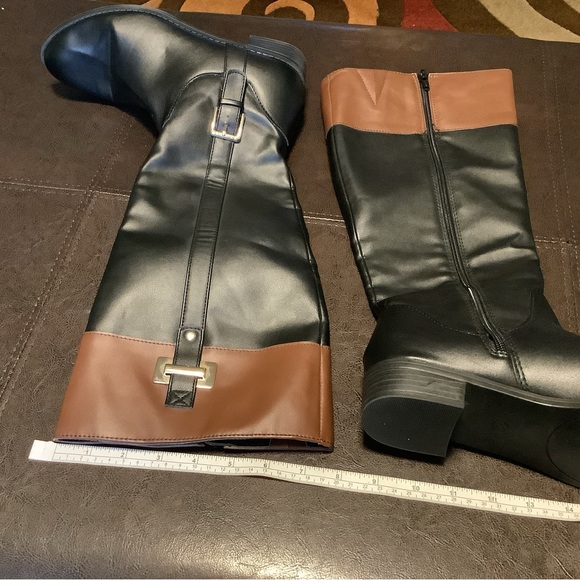 Brown/black knee high boots - Picture 4 of 5